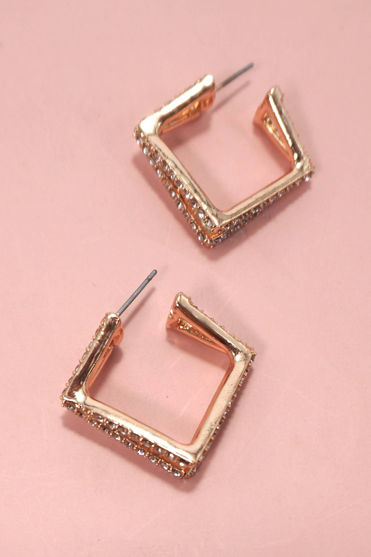 Square Rhinestone Earrings | Gold