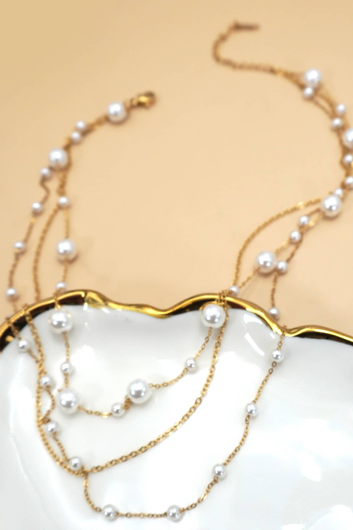 Pearl Layered Necklace Set | Gold