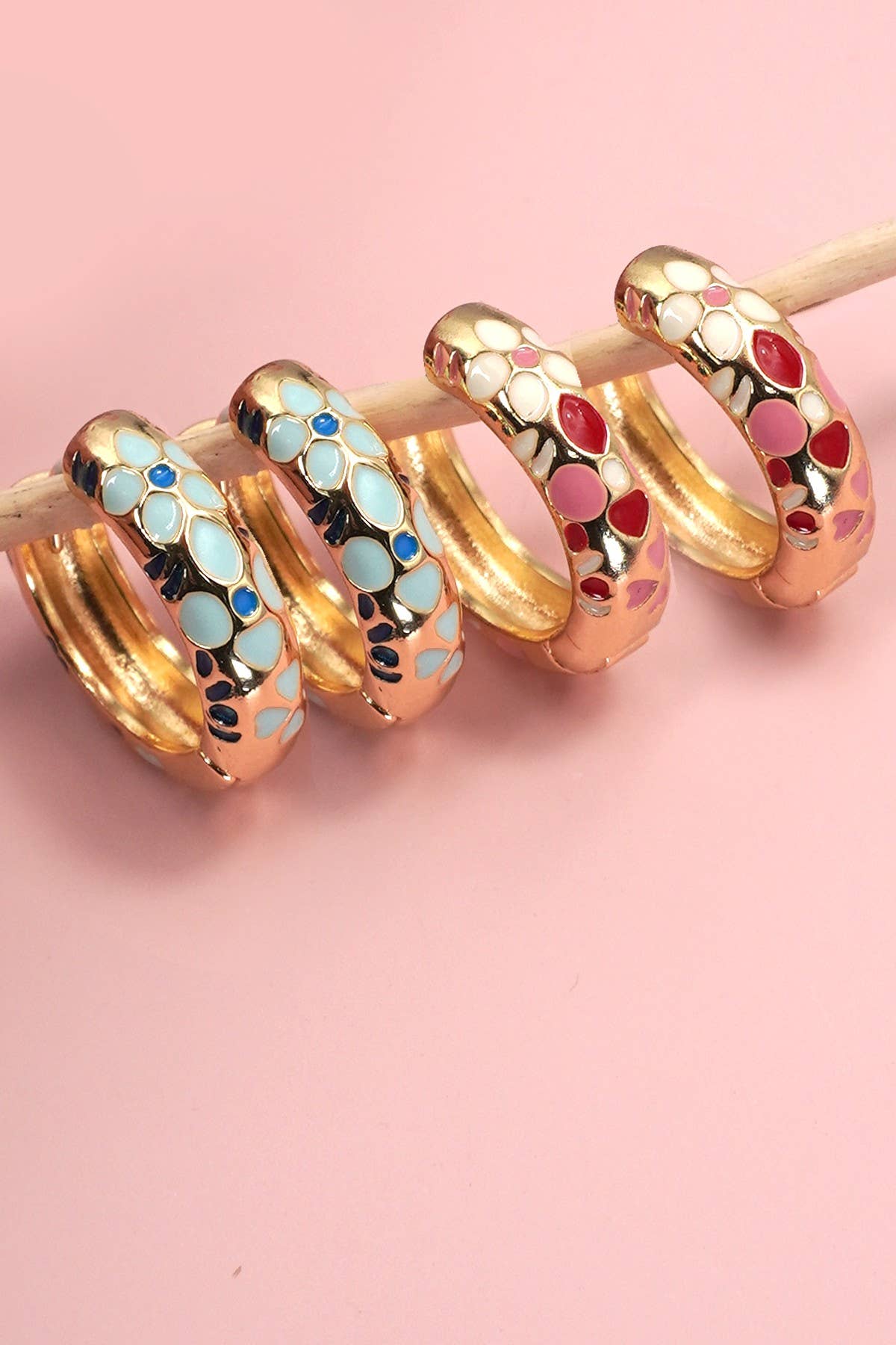 Flower Huggie Hoop Earrings | Blue