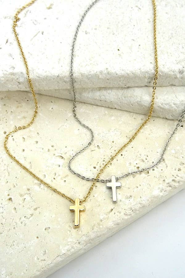 Classic Mini Cross Necklace | Gold