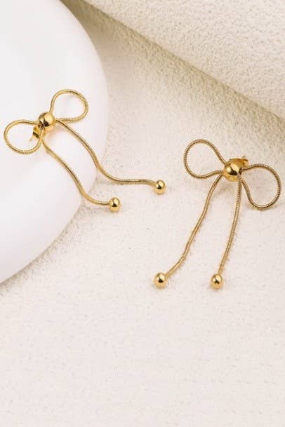 18K Stainless Steel Bow Earrings | Gold
