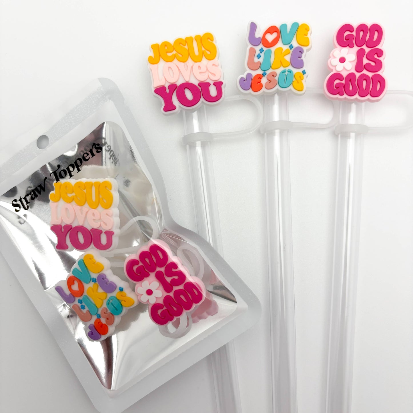 Straw Topper 3 Pack | Jesus Loves You