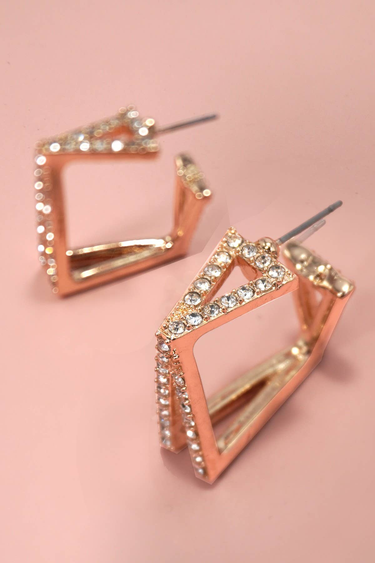 Square Rhinestone Earrings | Gold