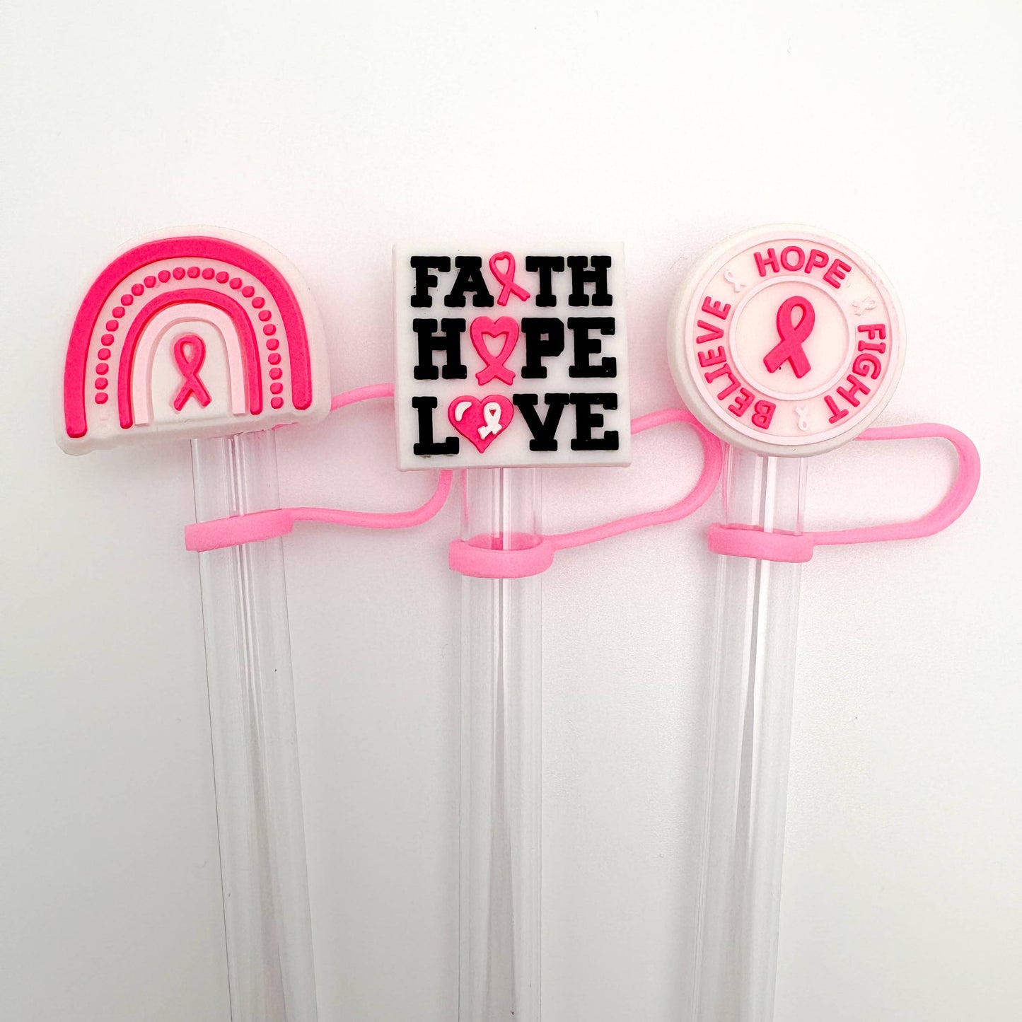 Straw Topper 3 Pack | Breast Cancer Awareness