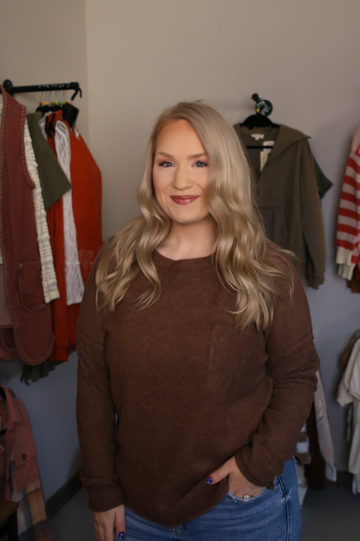 Ribbed Sweater With Pocket