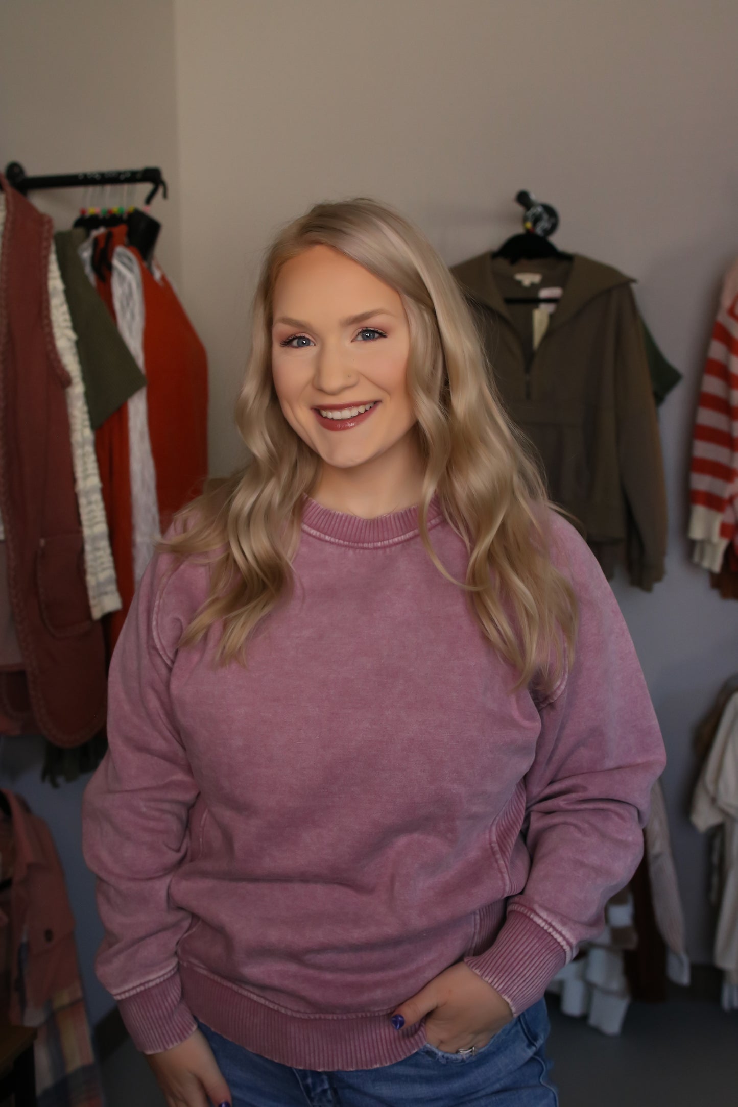Acid Washed Fleece Sweatshirt