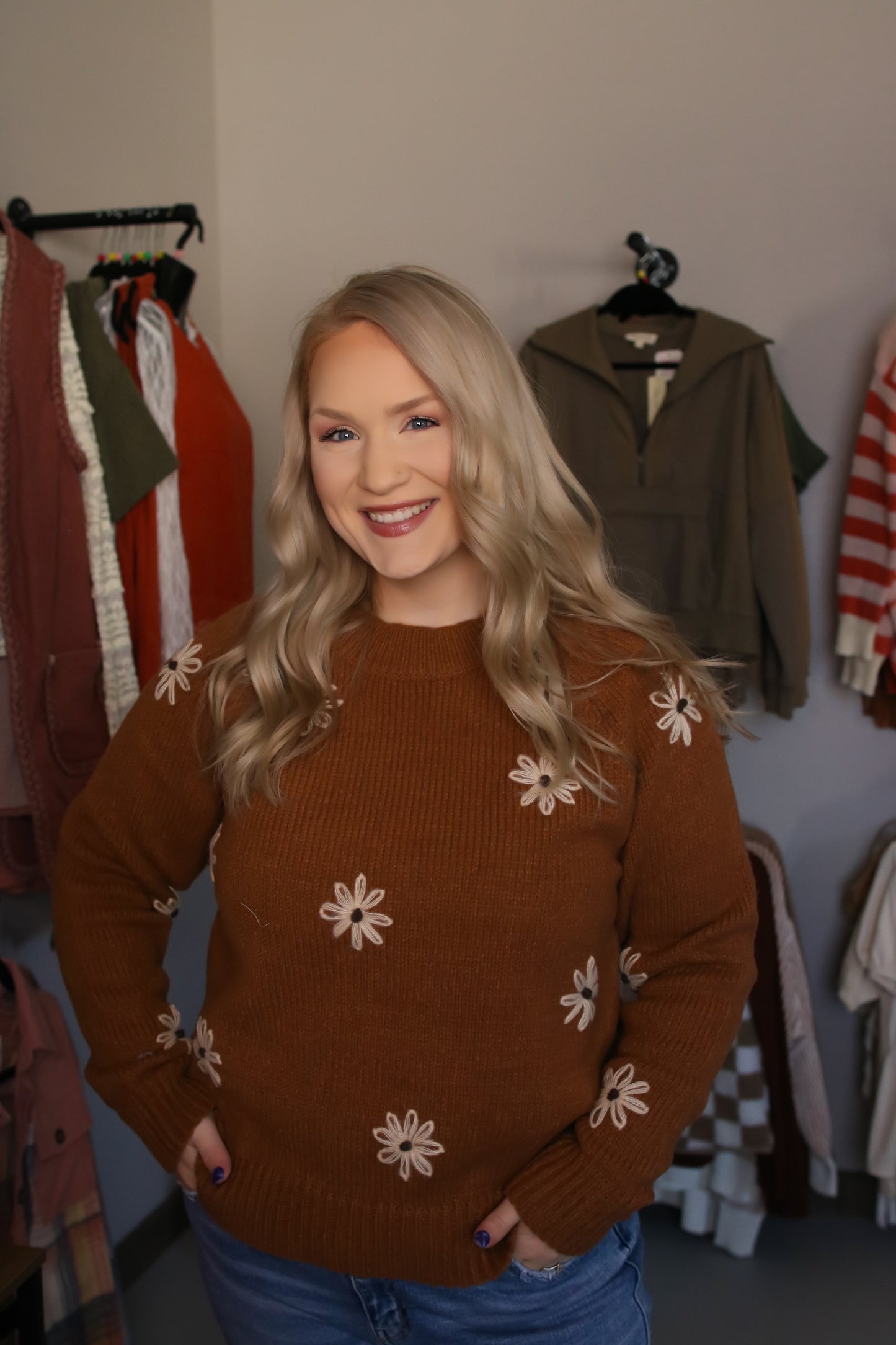 Flower Embroidered Sweater