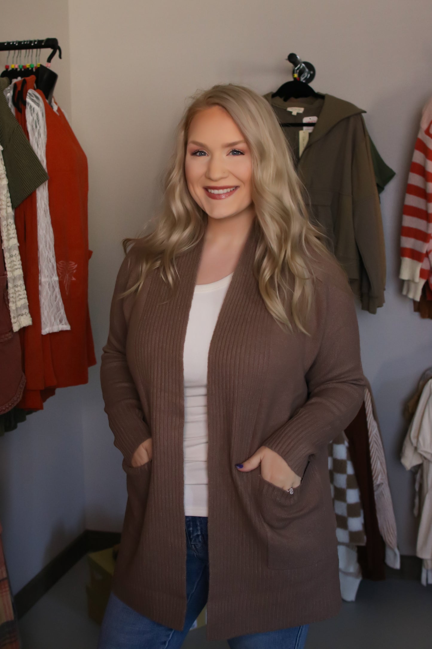Wide Ribbed Accent Sweater Cardigan