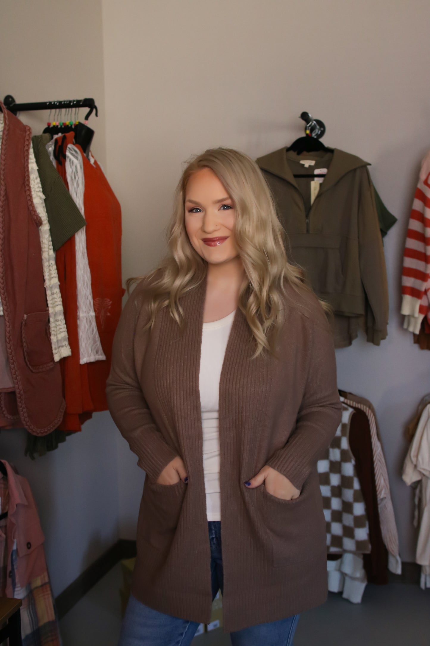 Wide Ribbed Accent Sweater Cardigan