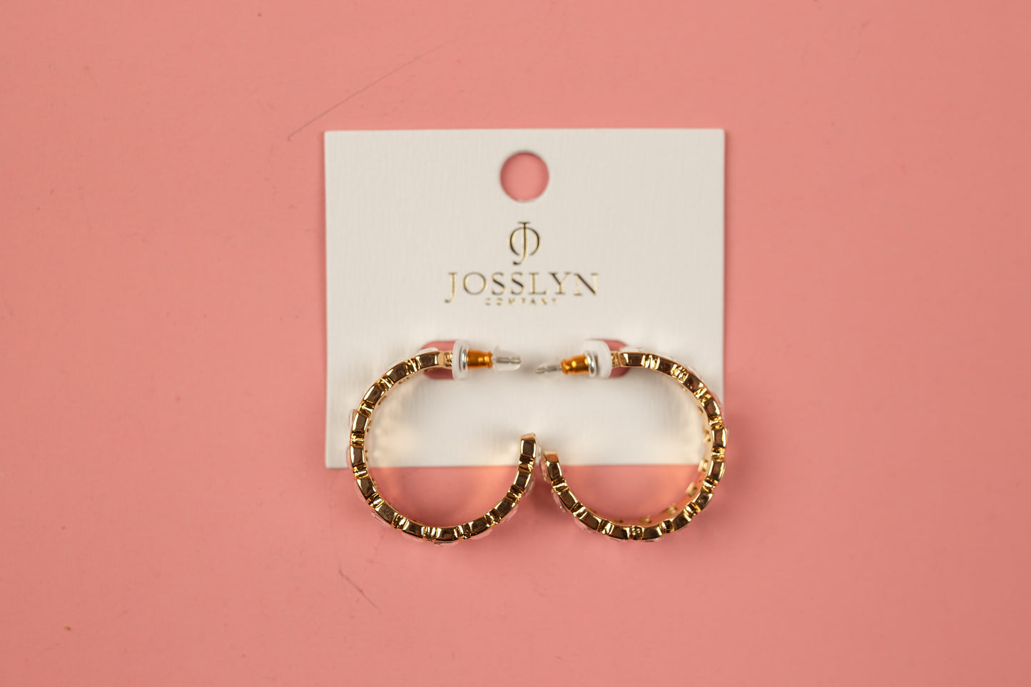 Rhinestone Hoop Earrings | Gold