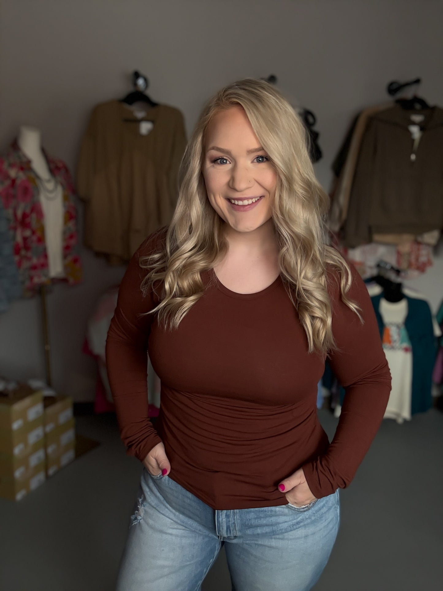 Basic Long Sleeve Crew Neck Top