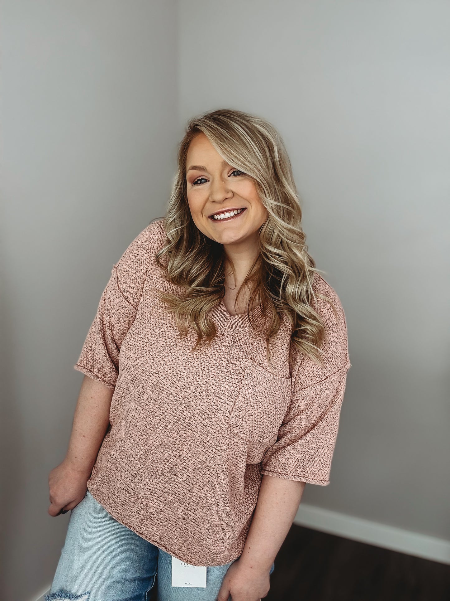 Sandra V-Neck Short Sleeve Sweater