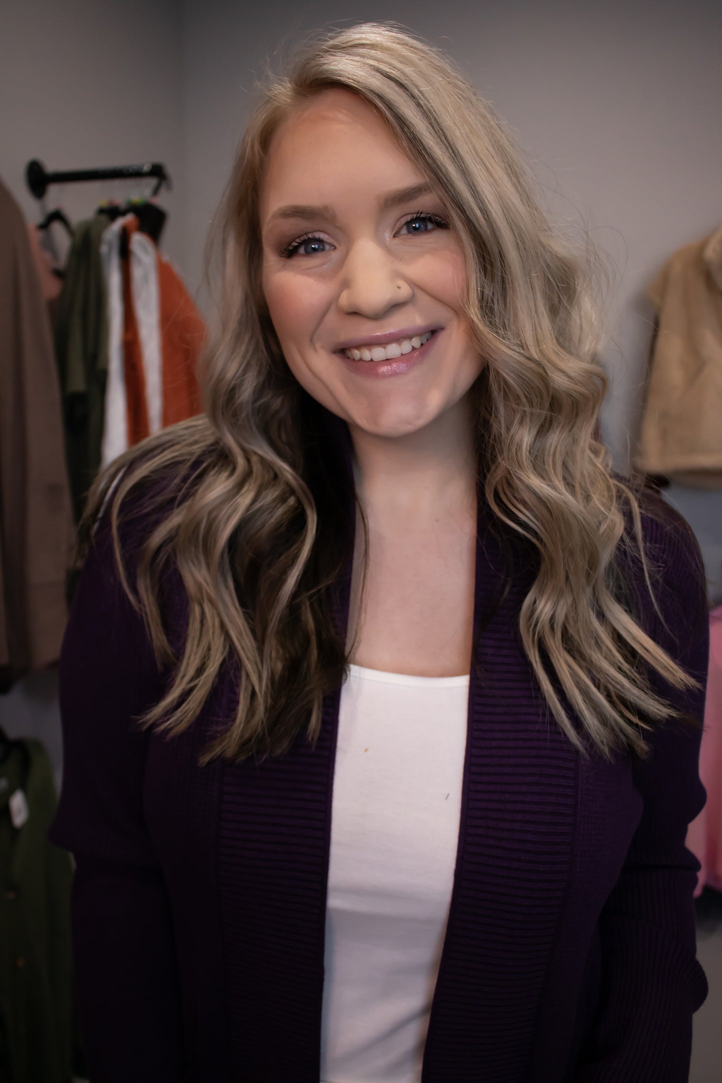 Waffle Solid Basic Cardigan