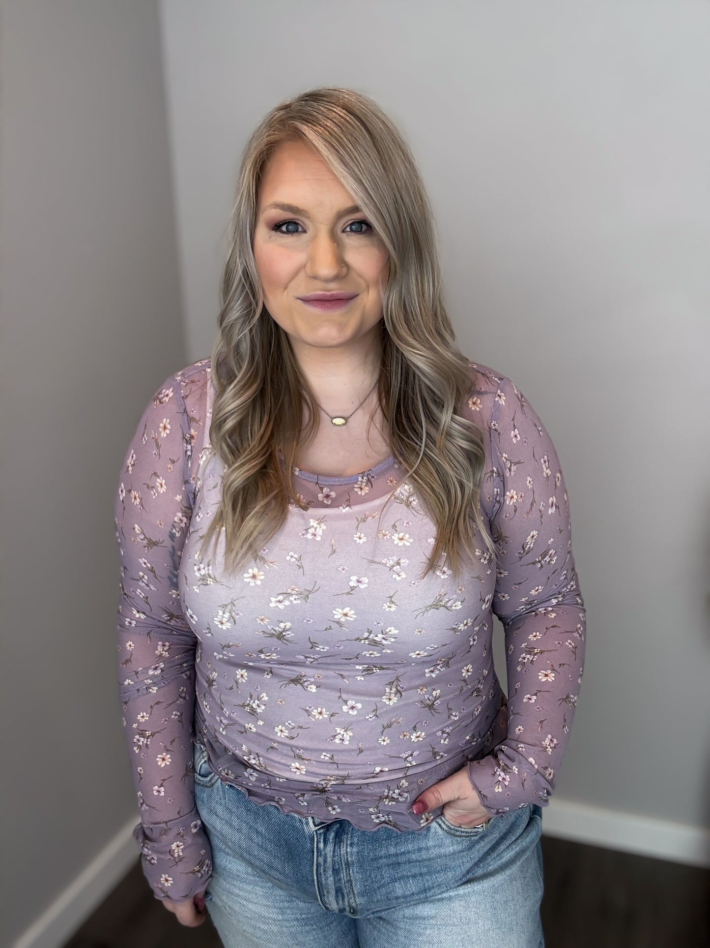 Lola Floral Print Mesh Top