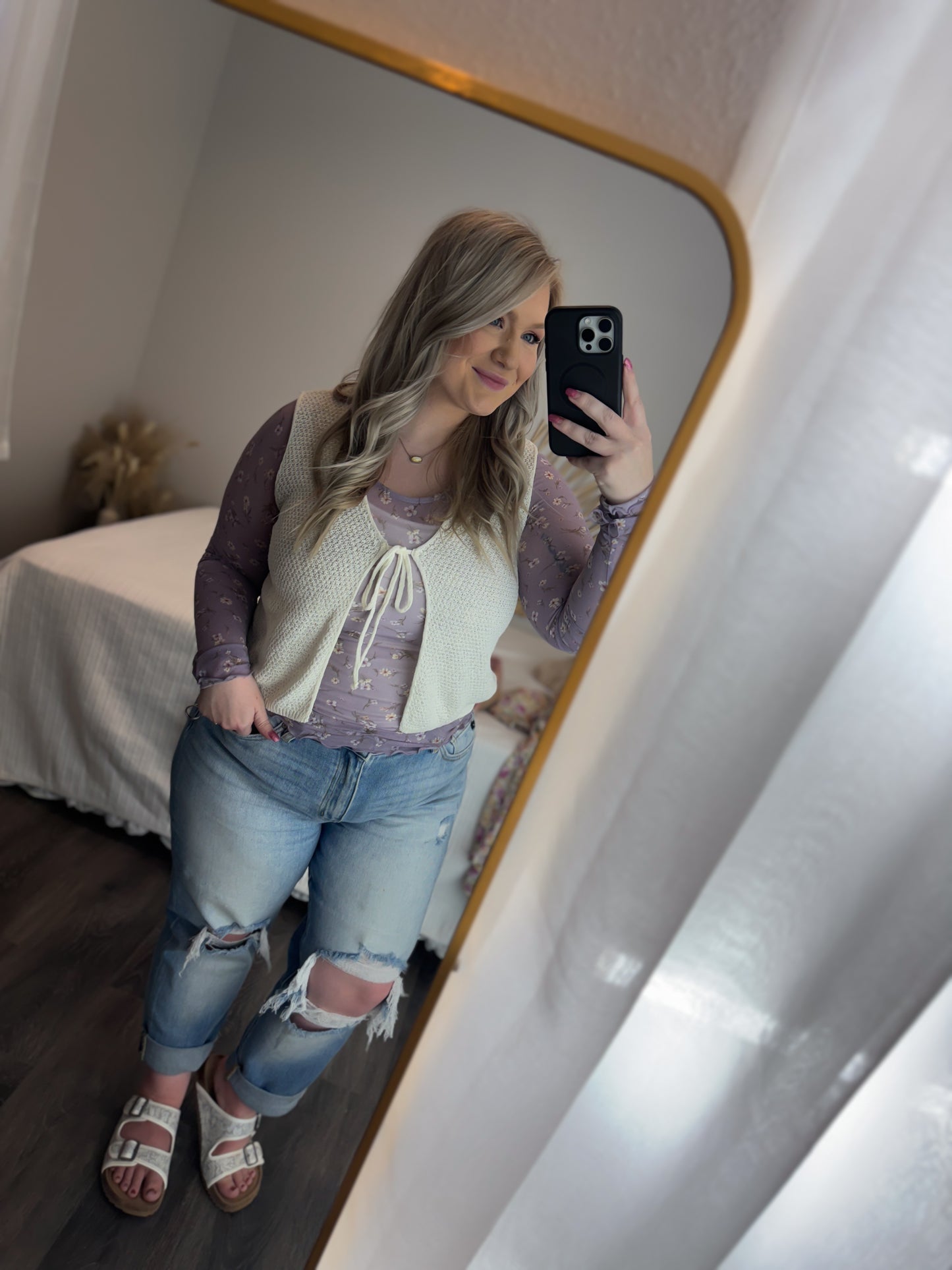 Lola Floral Print Mesh Top