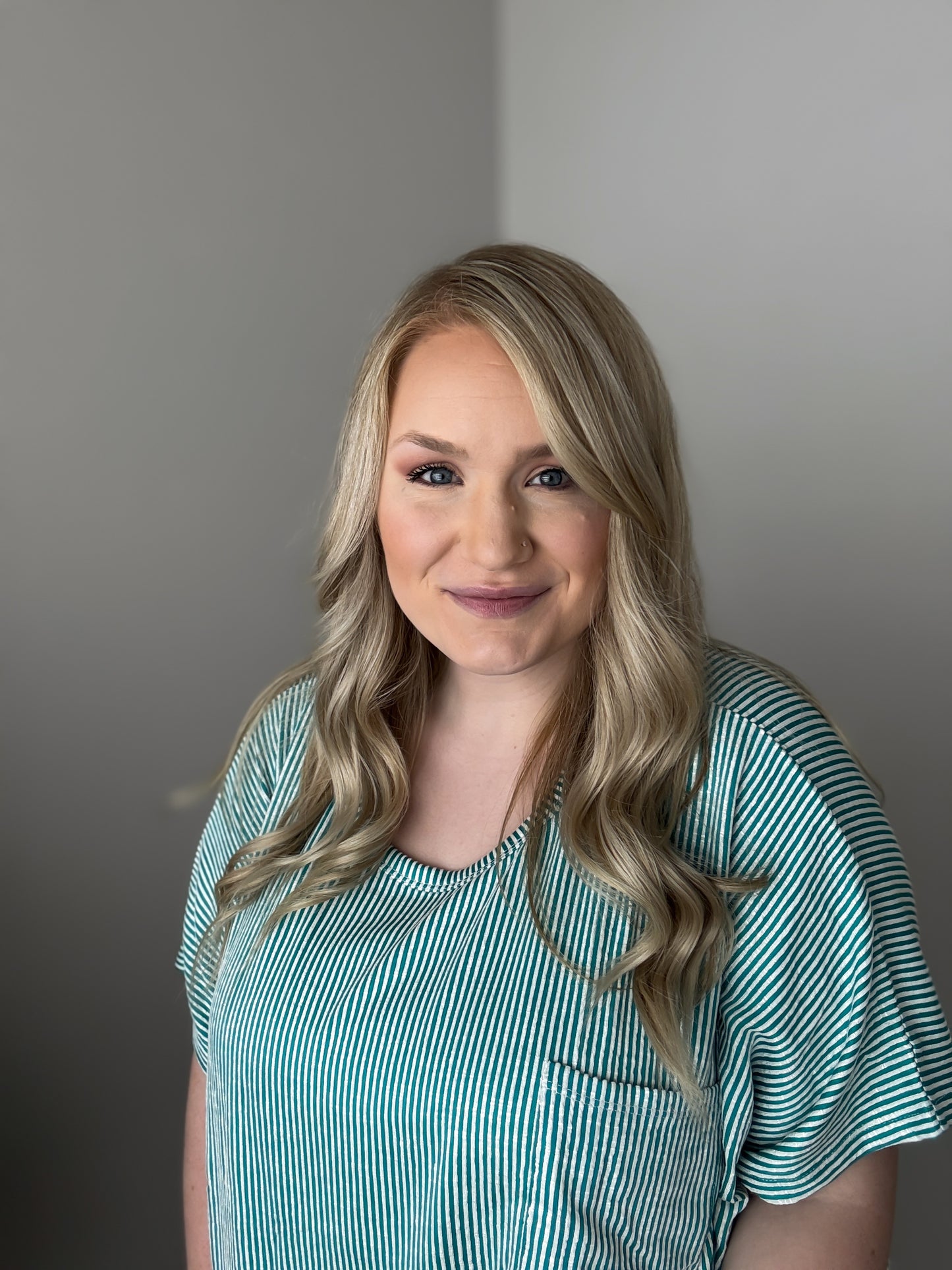 Plus Size | Corded Rib Oversized Short-Sleeve Top | Light Teal