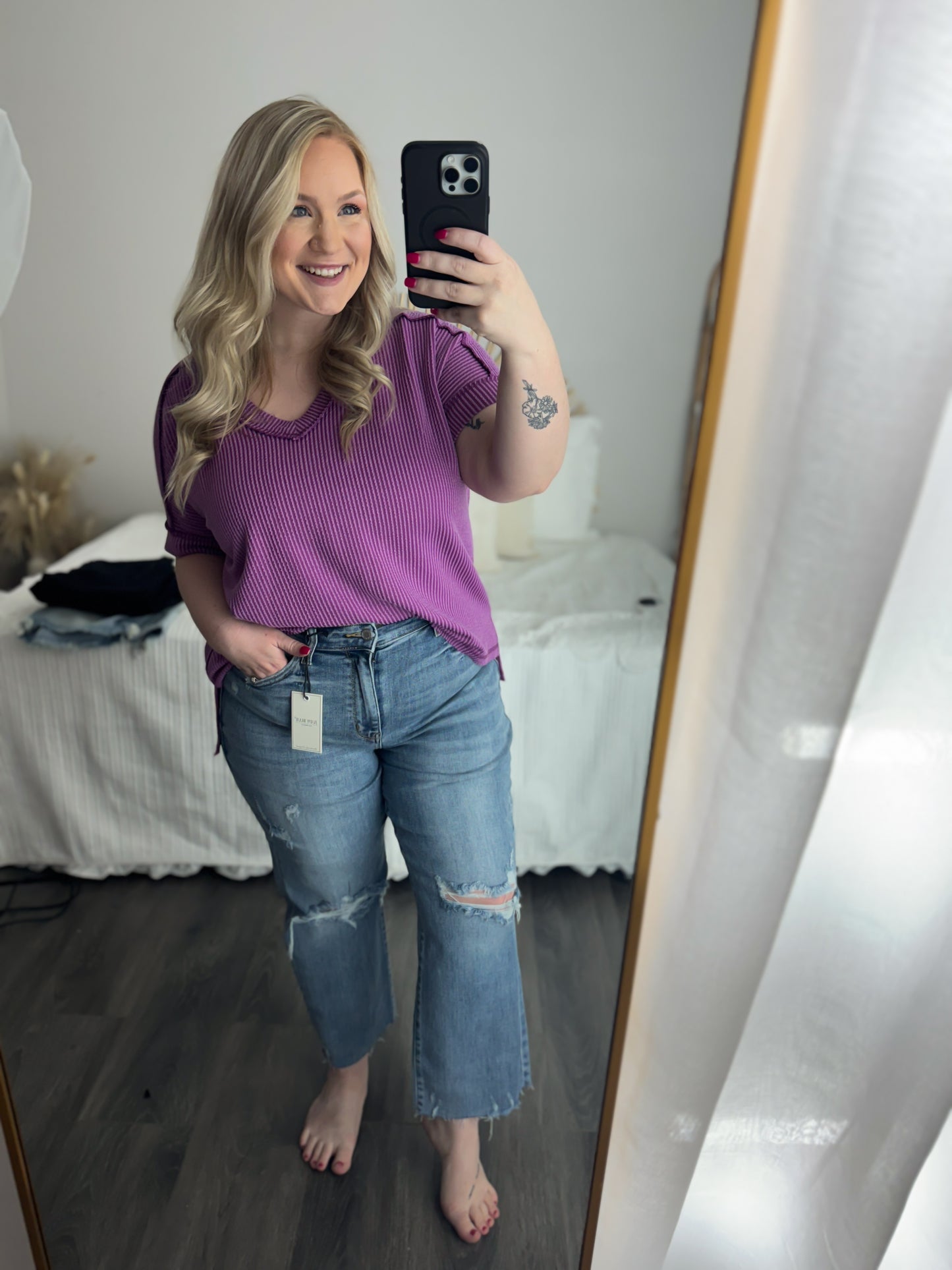 Judy Blue High Waist Destroy Crop Wide Leg Jean