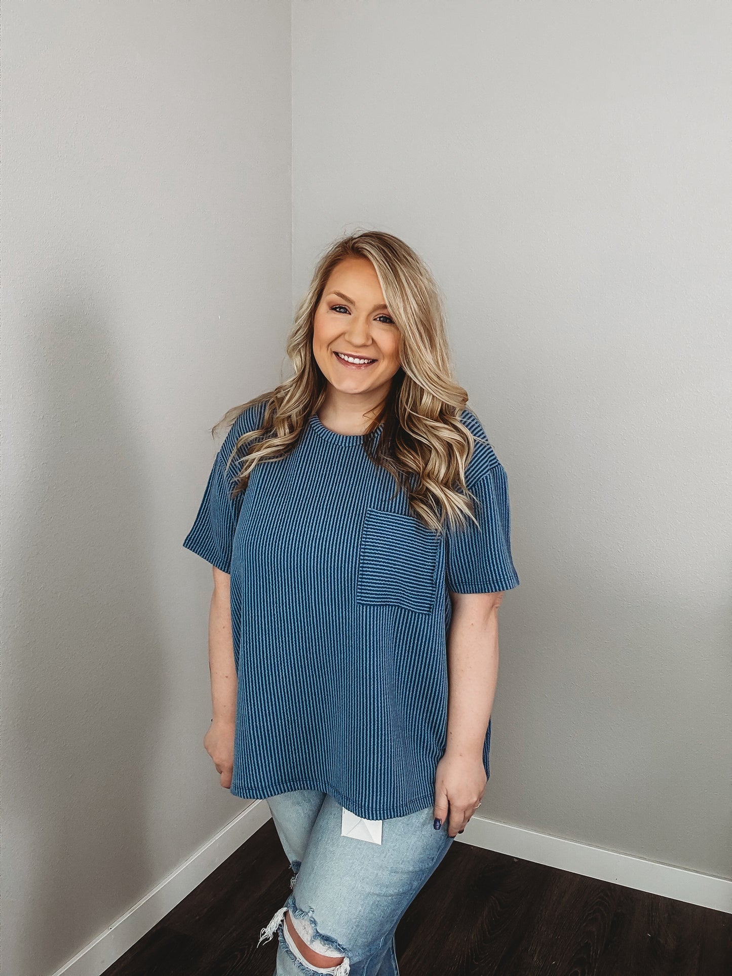 Aubrie Ribbed Pocket Top (Multiple Colors)