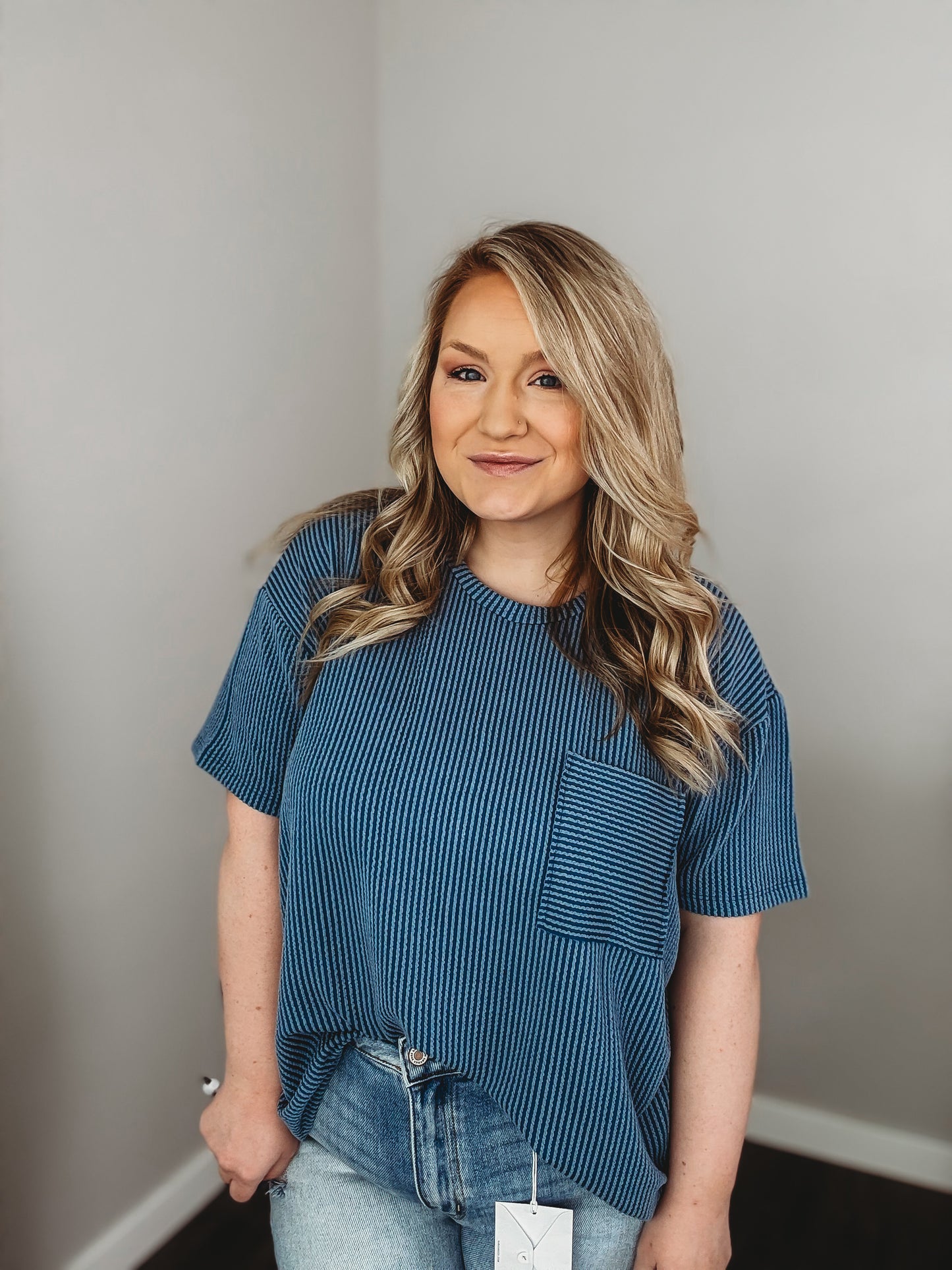 Aubrie Ribbed Pocket Top (Multiple Colors)