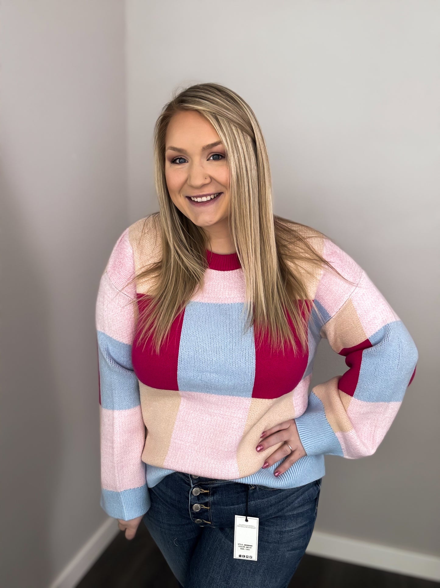 Celia Loose Fit Color Block Sweater