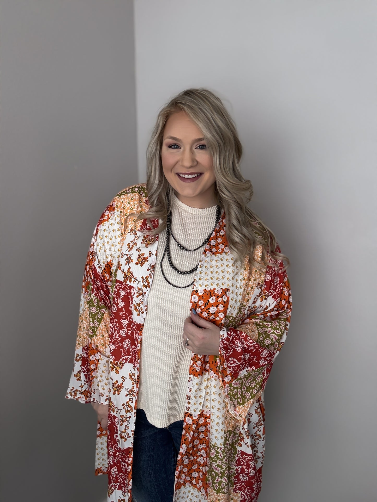 Shayna Boho Floral Patchwork Kimono