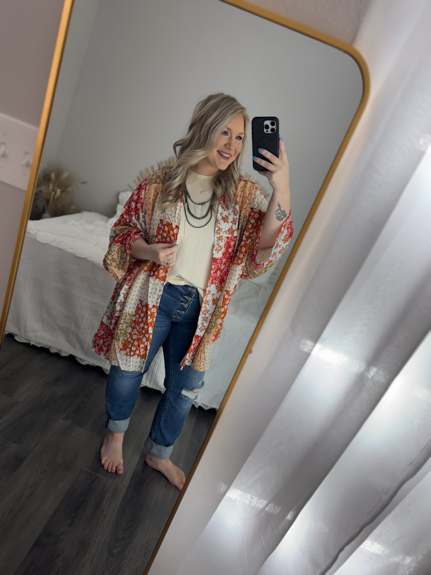 Shayna Boho Floral Patchwork Kimono