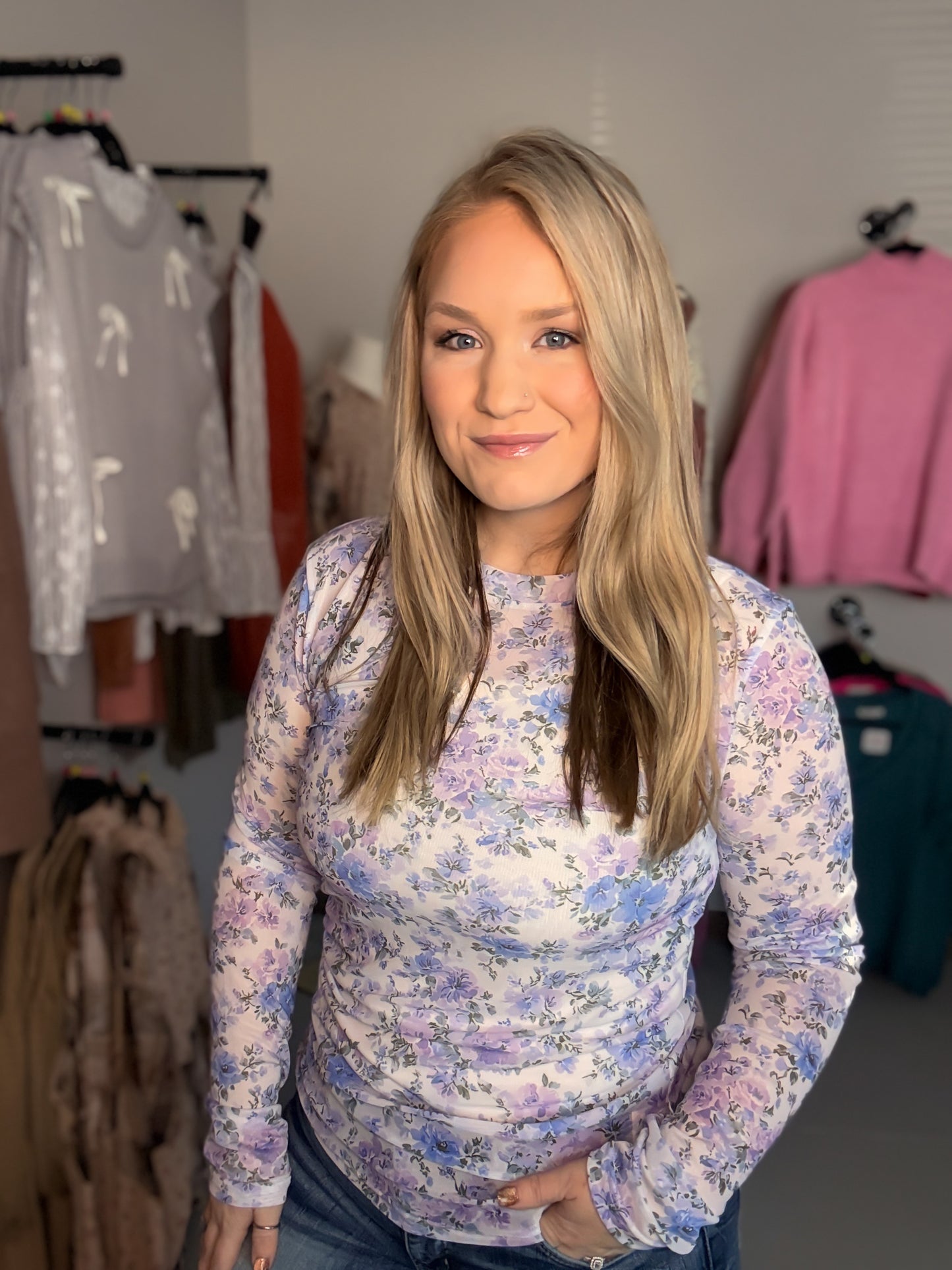 Floral Mesh Top | Lavender