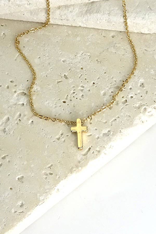 Classic Mini Cross Necklace | Gold