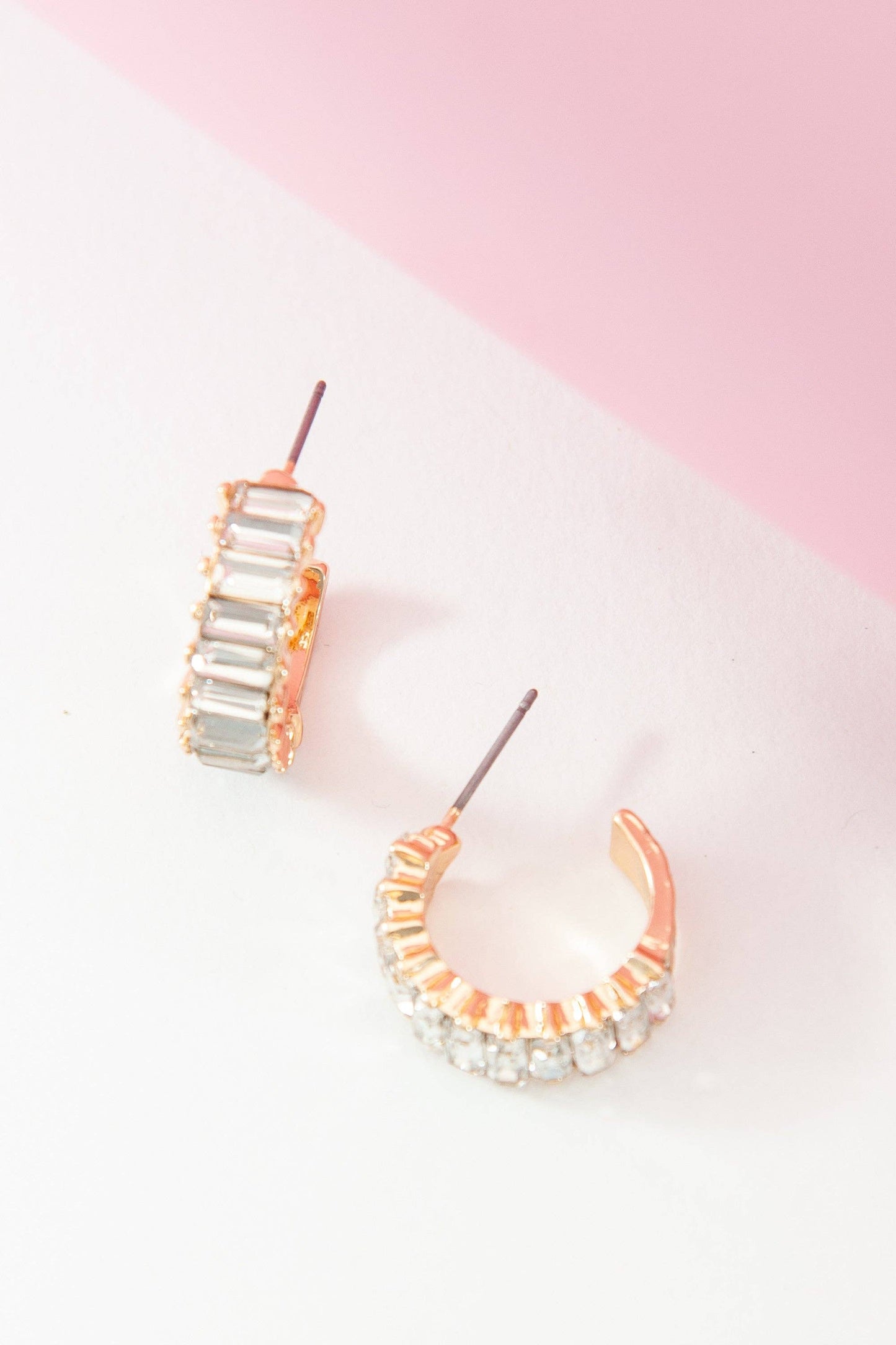 Baguette Stone Circle Hoop Earrings | Gold