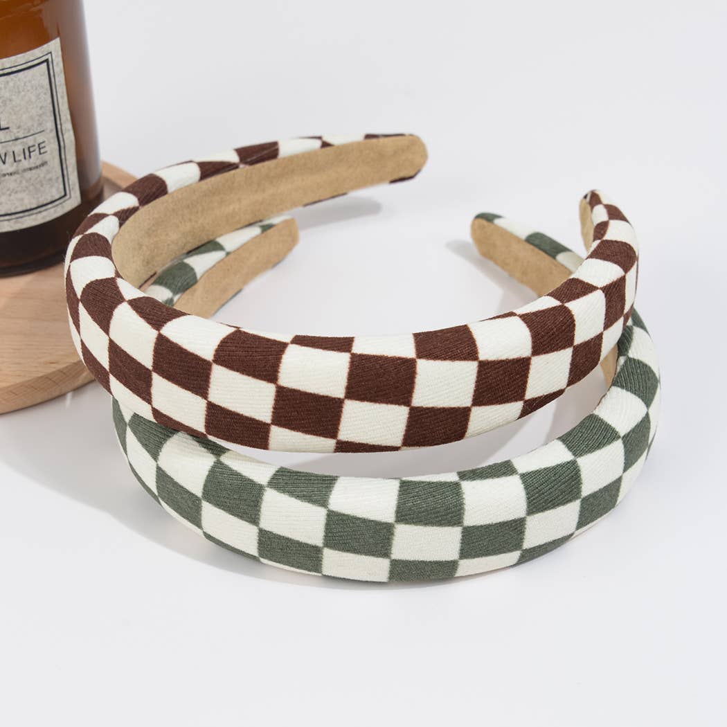 Checkered Headband | Brown
