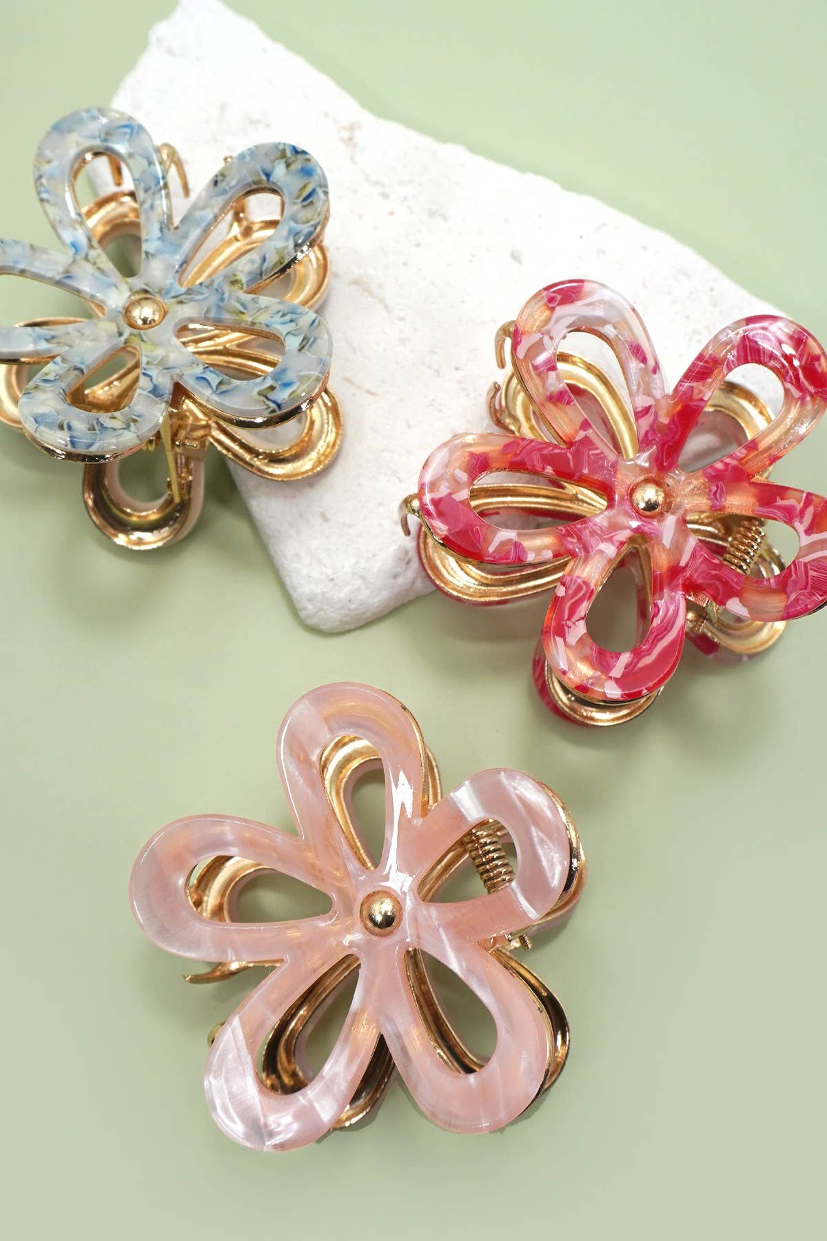 Jumbo Floral Hair Claw Clip | Pink