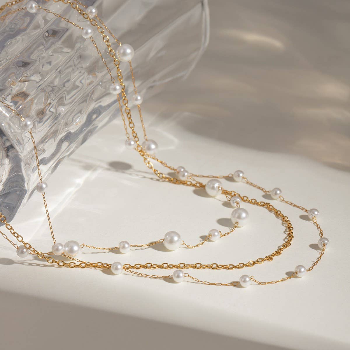 Pearl Layered Necklace Set | Gold