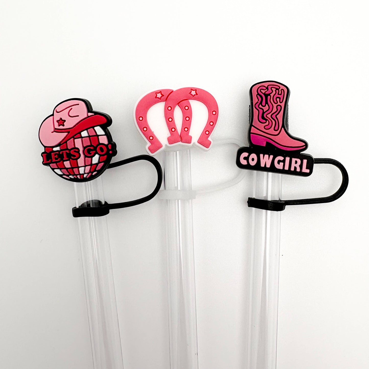 Straw Topper 3 pack | Pink Boot