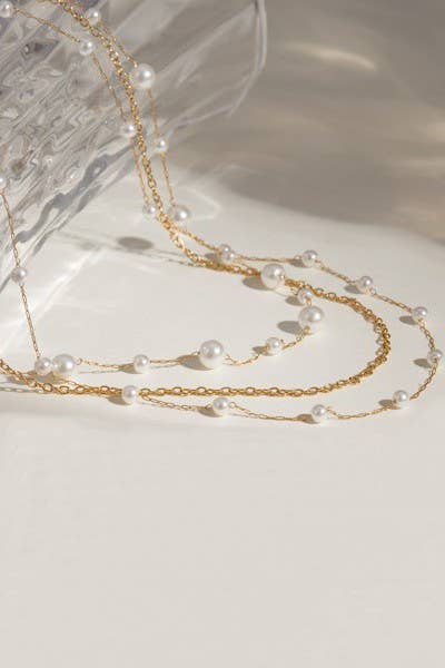 Pearl Layered Necklace Set | Gold