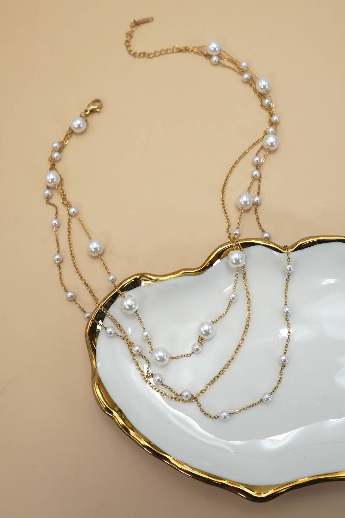 Pearl Layered Necklace Set | Gold