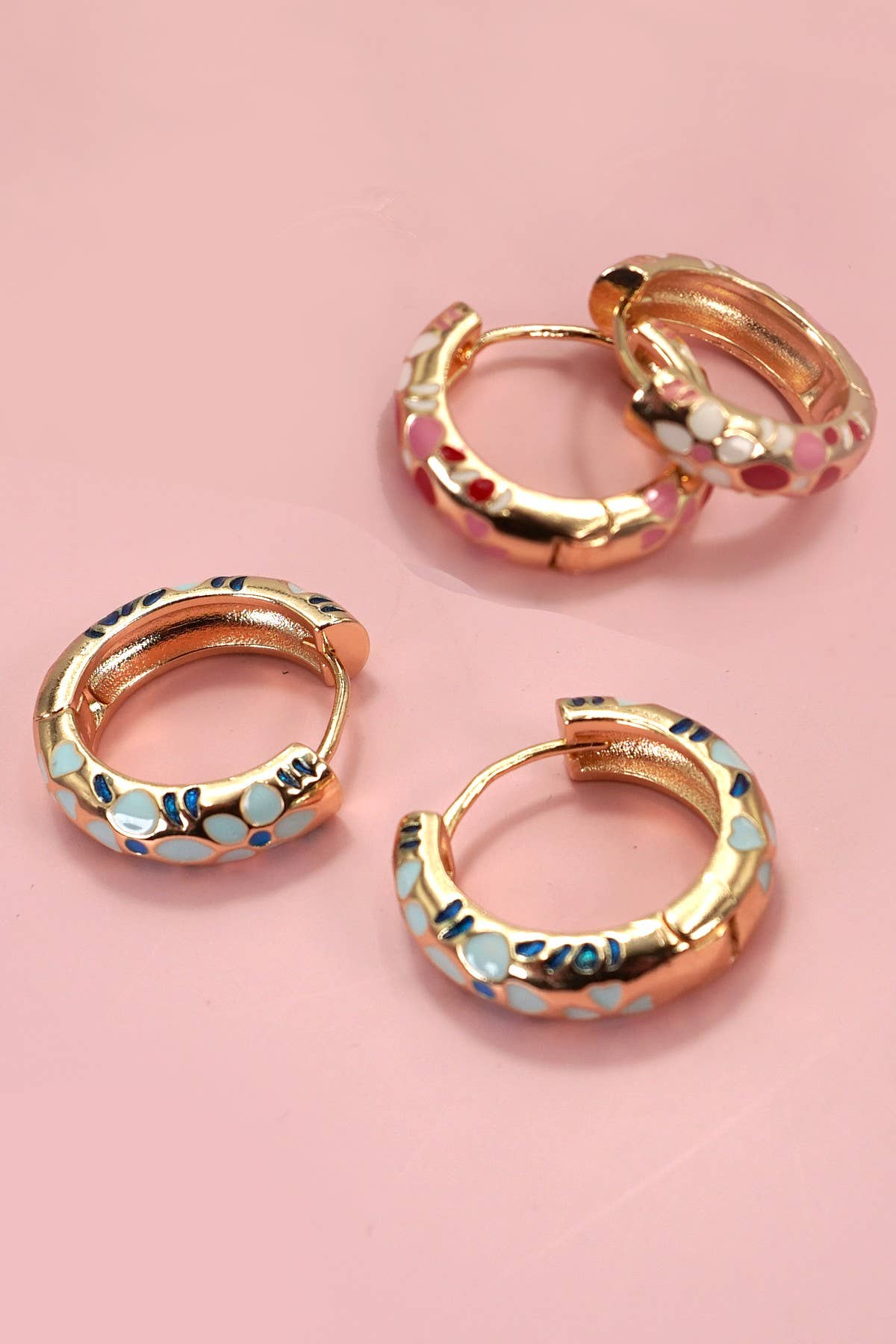 Flower Huggie Hoop Earrings | Blue