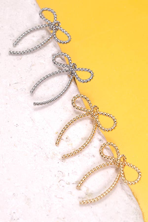 Rope Bow Stud Earrings | Gold