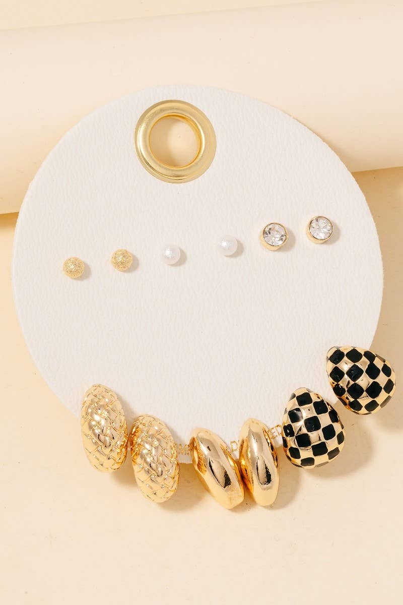 Mixed Huggie And Stud Earrings Set | Gold