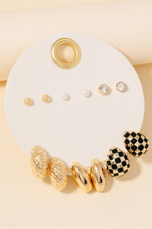 Mixed Huggie And Stud Earrings Set | Gold