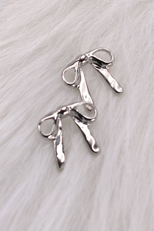 Bow Stud Earrings | Silver