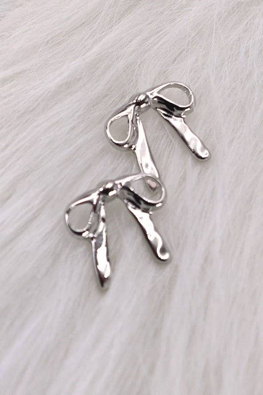 Bow Stud Earrings | Silver