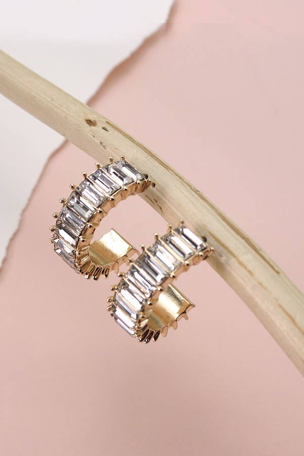 Classic Baguette Hoop Earring | Gold