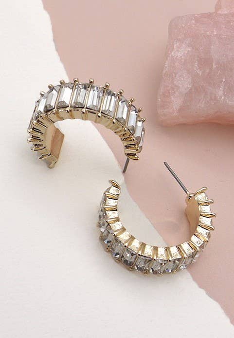Classic Baguette Hoop Earring | Gold