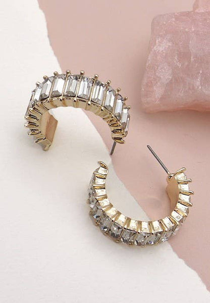 Classic Baguette Hoop Earring | Gold