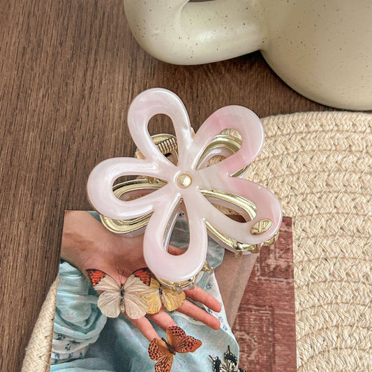Jumbo Floral Hair Claw Clip | Pink