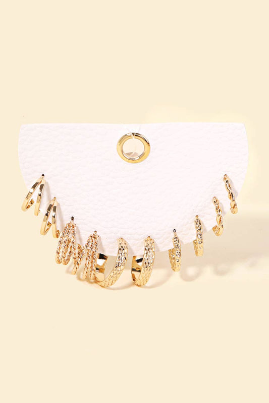Textured Twist Hoop Earrings Set | Gold