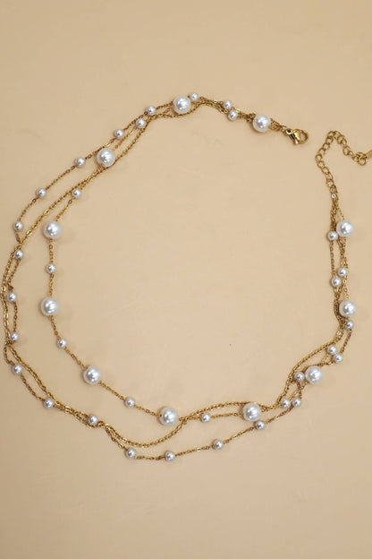 Pearl Layered Necklace Set | Gold