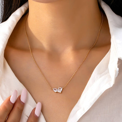 Crystal Pendant Necklace | Gold
