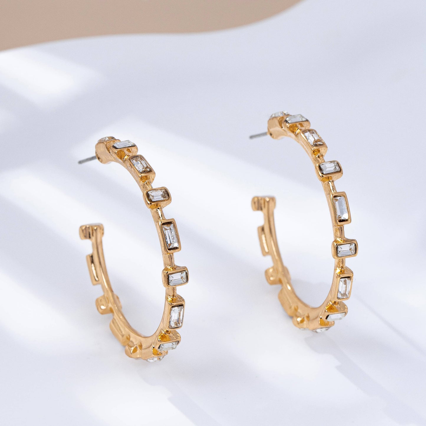 Classic Baguette Hoop Earrings | Gold