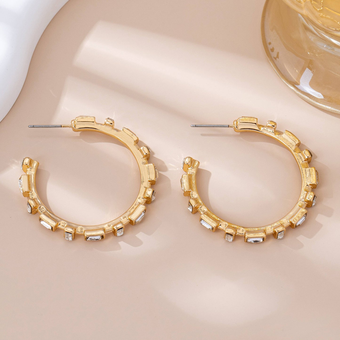 Classic Baguette Hoop Earrings | Gold